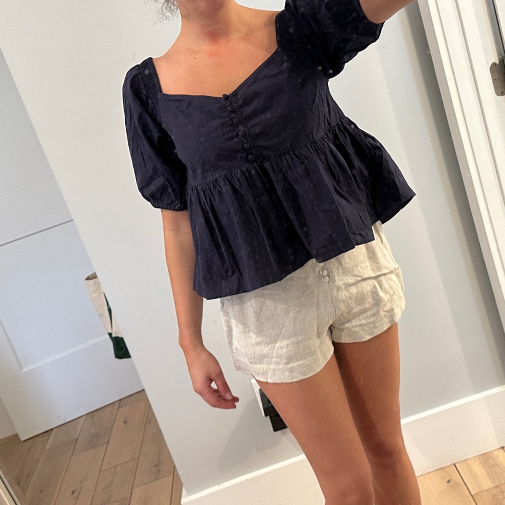 Free People Navy Peplum Top